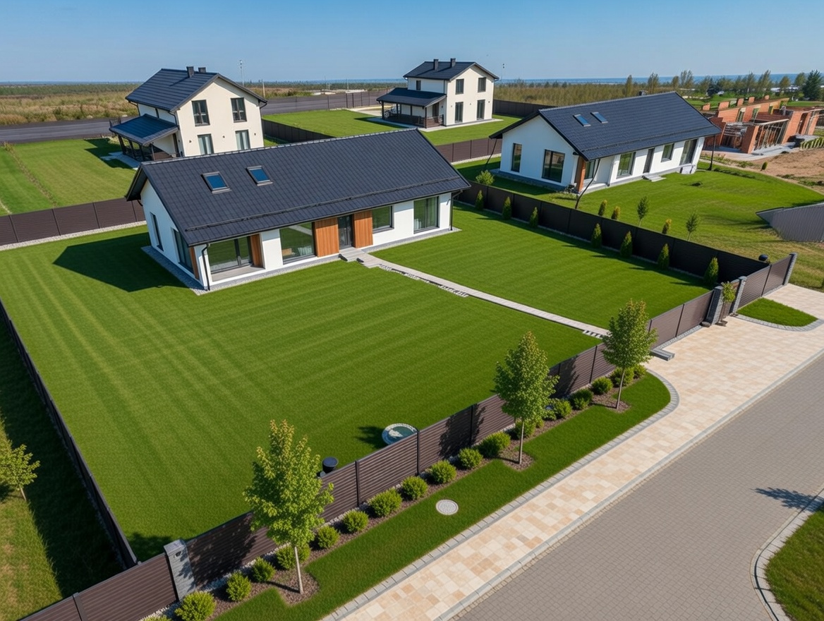 Вид на коттеджный посёлок с высоты